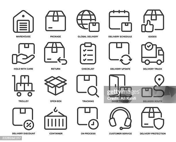 delivery icons collection. editable stroke. can be use for web, user interface, infographic, app icons etc. line icon style series - loading dock stock illustrations