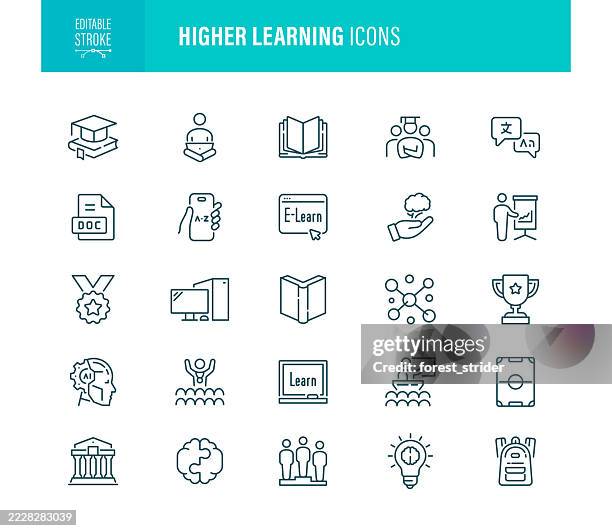 ilustraciones, imágenes clip art, dibujos animados e iconos de stock de íconos de aprendizaje superior trazo editable - pago de matrícula