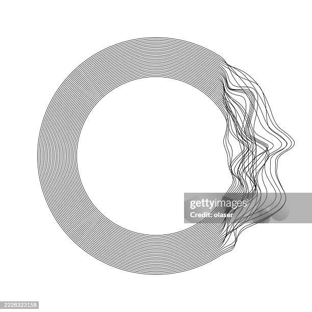 abstract circular line art with distortion - concentric rings vector line stock illustrations