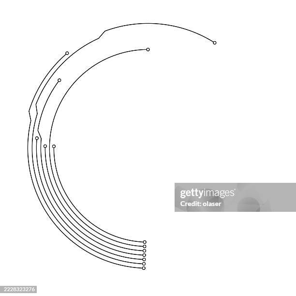 arc of circuit board wires and some copy space - rock cross section stock illustrations