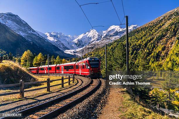 bernina railway, switzerland, europe - graubunden canton stock pictures, royalty-free photos & images