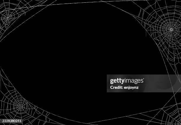 stockillustraties, clipart, cartoons en iconen met halloween grunge spiderwebs frame background - spinnenweb