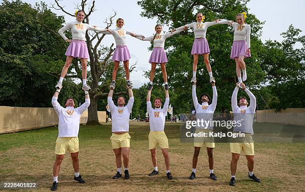 We Are Wilderness Cheer Team at Wilderness Festival at Cornbury Park on August 03, 2025 in Charlbury, Oxfordshire.