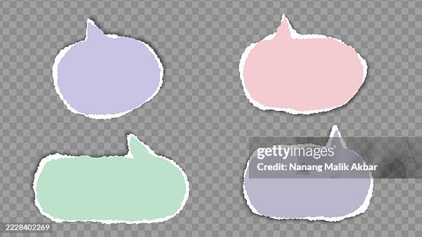 speech bubbles paper torn, sticker, or icon set with transparent background - speech language pathologist stock illustrations