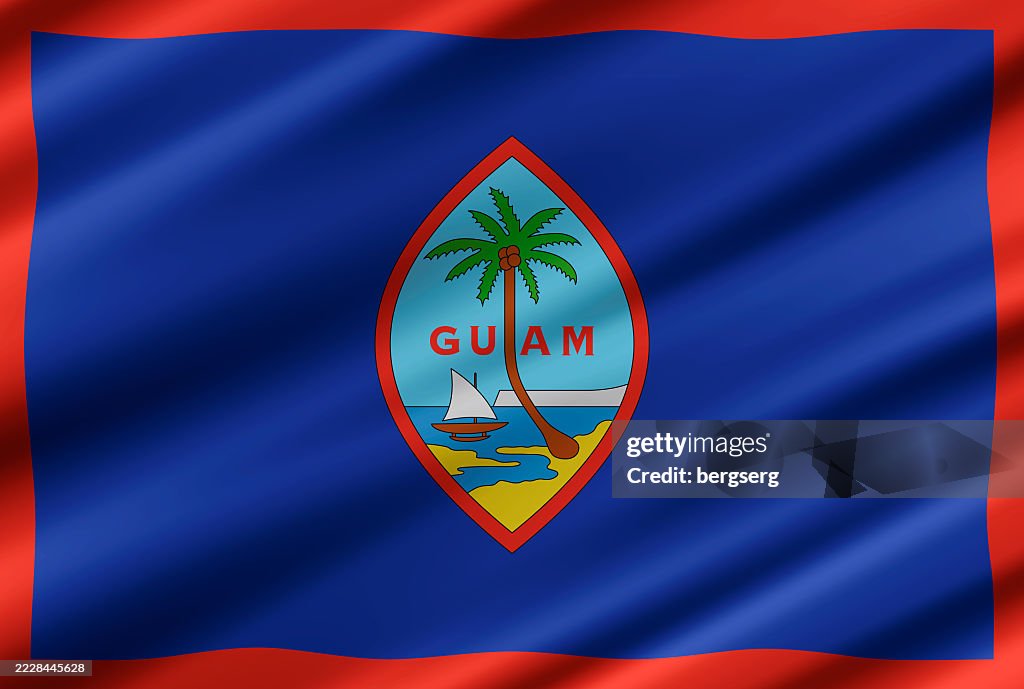 Flag of Guam. Vector Waving Flag Background. High detailed Realistic Illustration