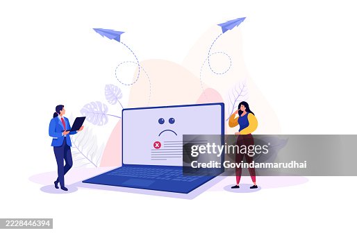 Computer Distress People Reacting To Computer Outage System Crash Server Down Or Cyber ...
