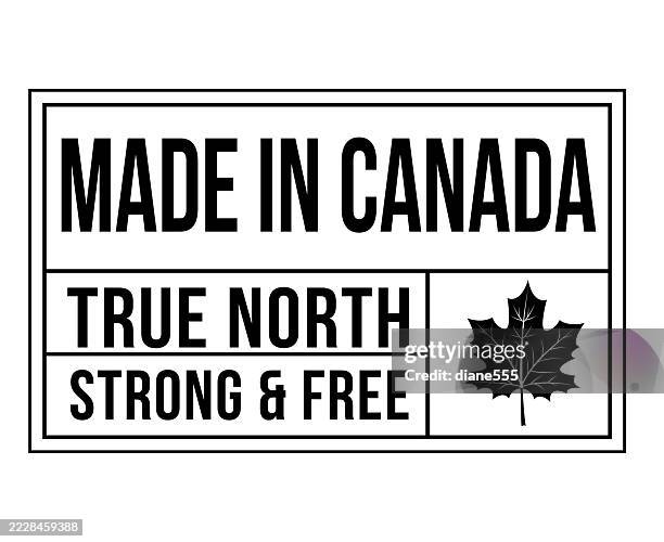 made in canada label or badge - maple tree isolated stock illustrations