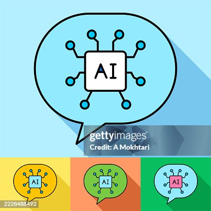 Speech bubble with artificial intelligence chip. Speech bubble with artificial intelligence chip.