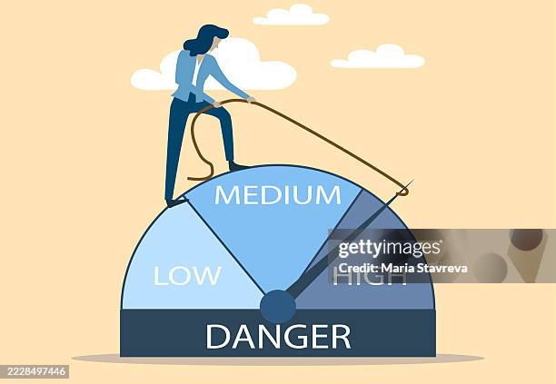 Less Risk Chart Reduce Risk Level Or Decrease Stress Anxiety Meter Lower Danger ...