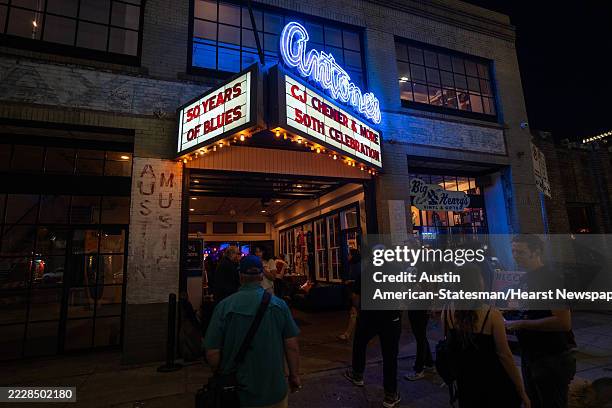 The marquee displays Antone's 50th celebration outside Antone's Nightclub in Austin, Tuesday, July 15, 2025.