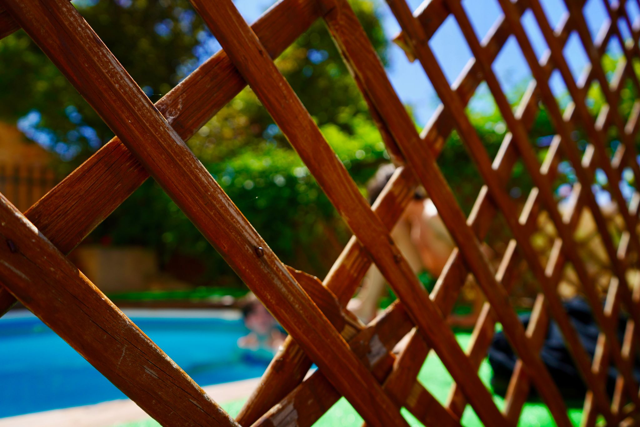 wooden pool fence
