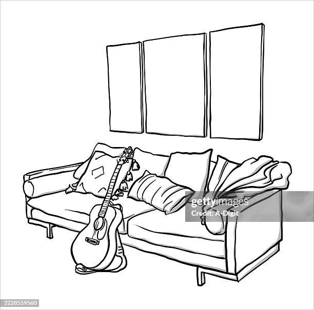 comfylicinfeoomcouchsketch - couch blanket stock illustrations
