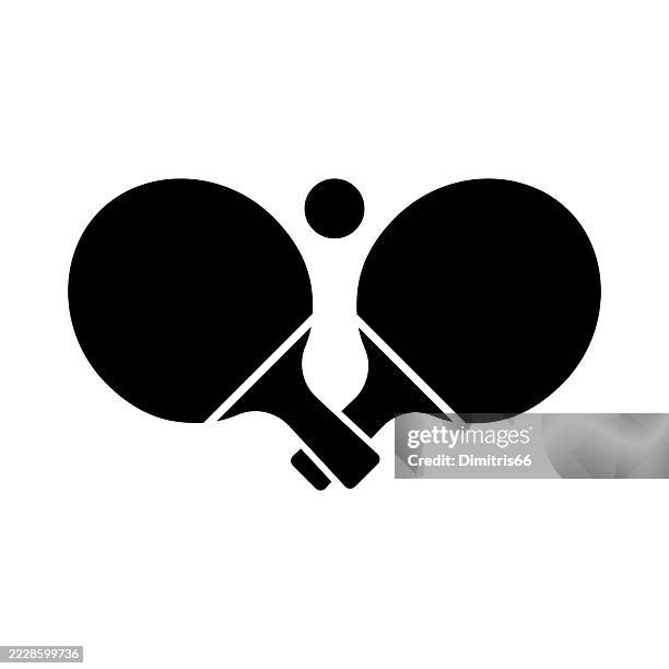 ping pong rackets and ball. table tennis solid icon - table tennis bat stock illustrations