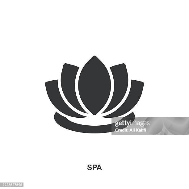 stockillustraties, clipart, cartoons en iconen met spa glyph solid icon. solid icon that can be applied anywhere, simple, pixel perfect and modern style. - lotus
