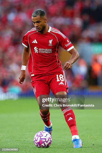 Cody Gakpo of Liverpool in action during the pre-season friendly match between Liverpool v Athletic Club Bilbao at Anfield on August 04, 2025 in...