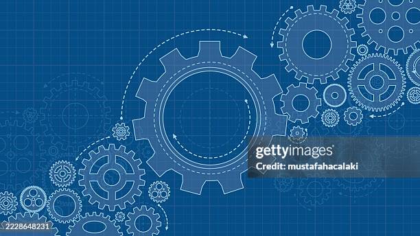 illustrazioni stock, clip art, cartoni animati e icone di tendenza di sfondo del progetto con ingranaggi - cambio di marcia