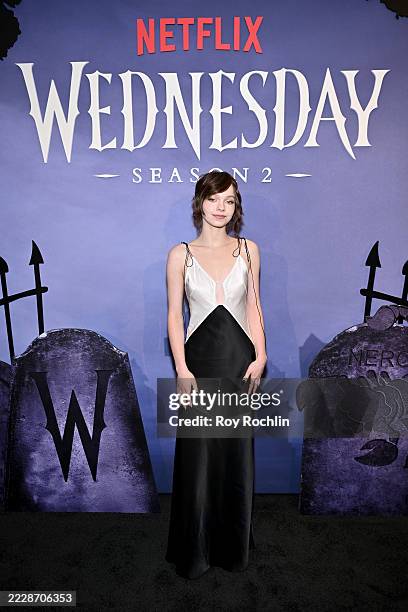 Emma Myers attends the Wednesday S2 NY Fan Screening at Paris Theater on August 05, 2025 in New York City.