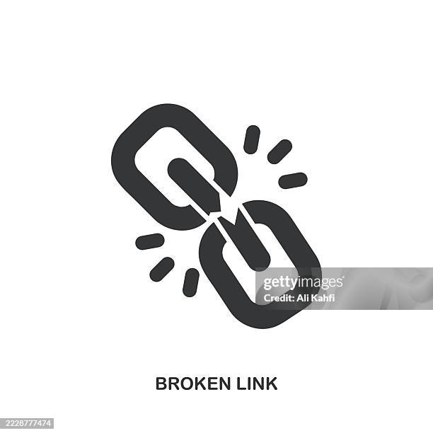 ilustraciones, imágenes clip art, dibujos animados e iconos de stock de icono sólido de glifo de enlace roto. icono sólido que se puede aplicar en cualquier lugar, simple, pixel perfecto y estilo moderno. - eslabón