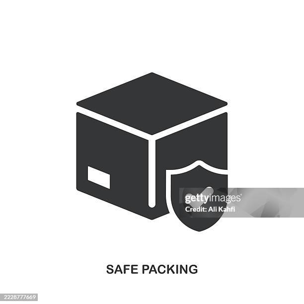 safe packing glyph solid icon. solid icon that can be applied anywhere, simple, pixel perfect and modern style. - shipping container close up stock illustrations
