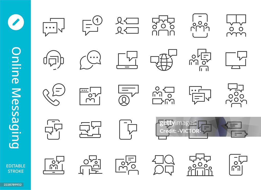 Online Messaging Icons - Line Series