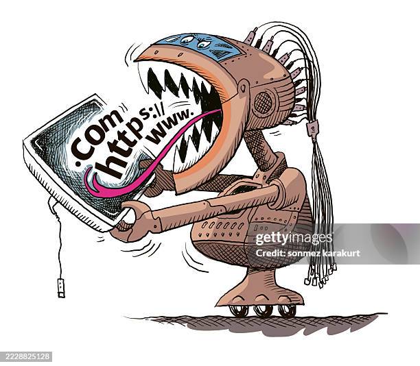 artificial intelligence destroys websites - self destruct stock illustrations
