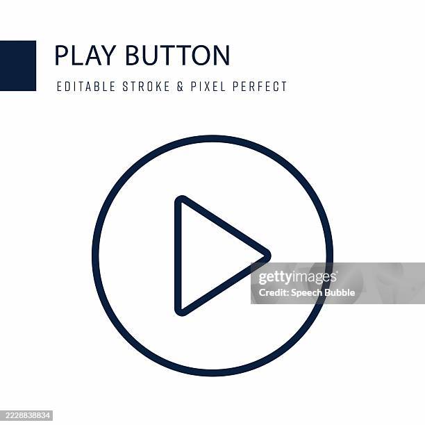 play button line icon. editable stroke vector icon. - play button stock illustrations