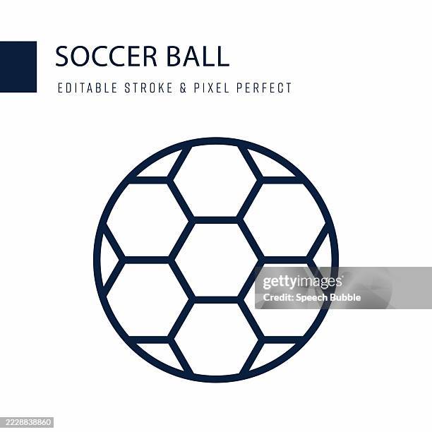 soccer ball line icon. editable stroke vector icon. - kicking-soccer-ball-clip-art stock illustrations