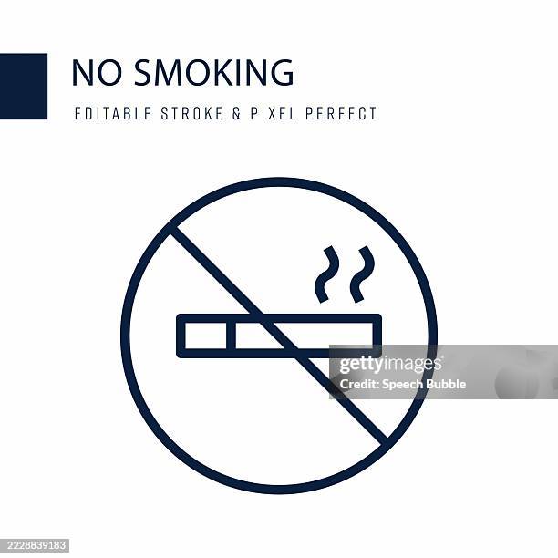 no smoking line icon. editable stroke vector icon. - smoke stock illustrations