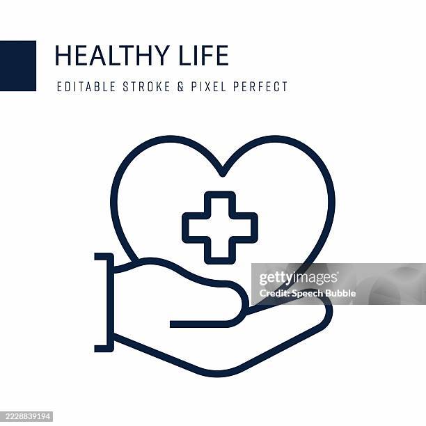 healthy life line icon. editable stroke vector icon. - solid medication icon stock illustrations