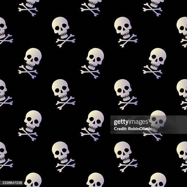 spooky skulls and crossbones seamless pattern - network pattern seamless stock illustrations