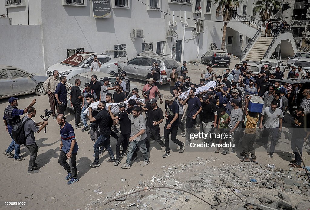 Funeral ceremony for 5 journalists killed in Israel's attack on journalists' tent in Gaza