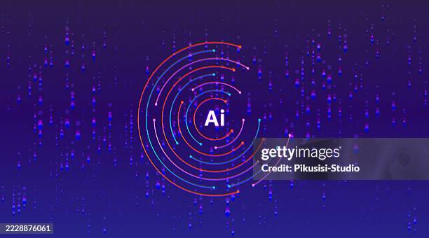 abstract ai spiral with data dots on futuristic dark background - computer network infographic stock illustrations