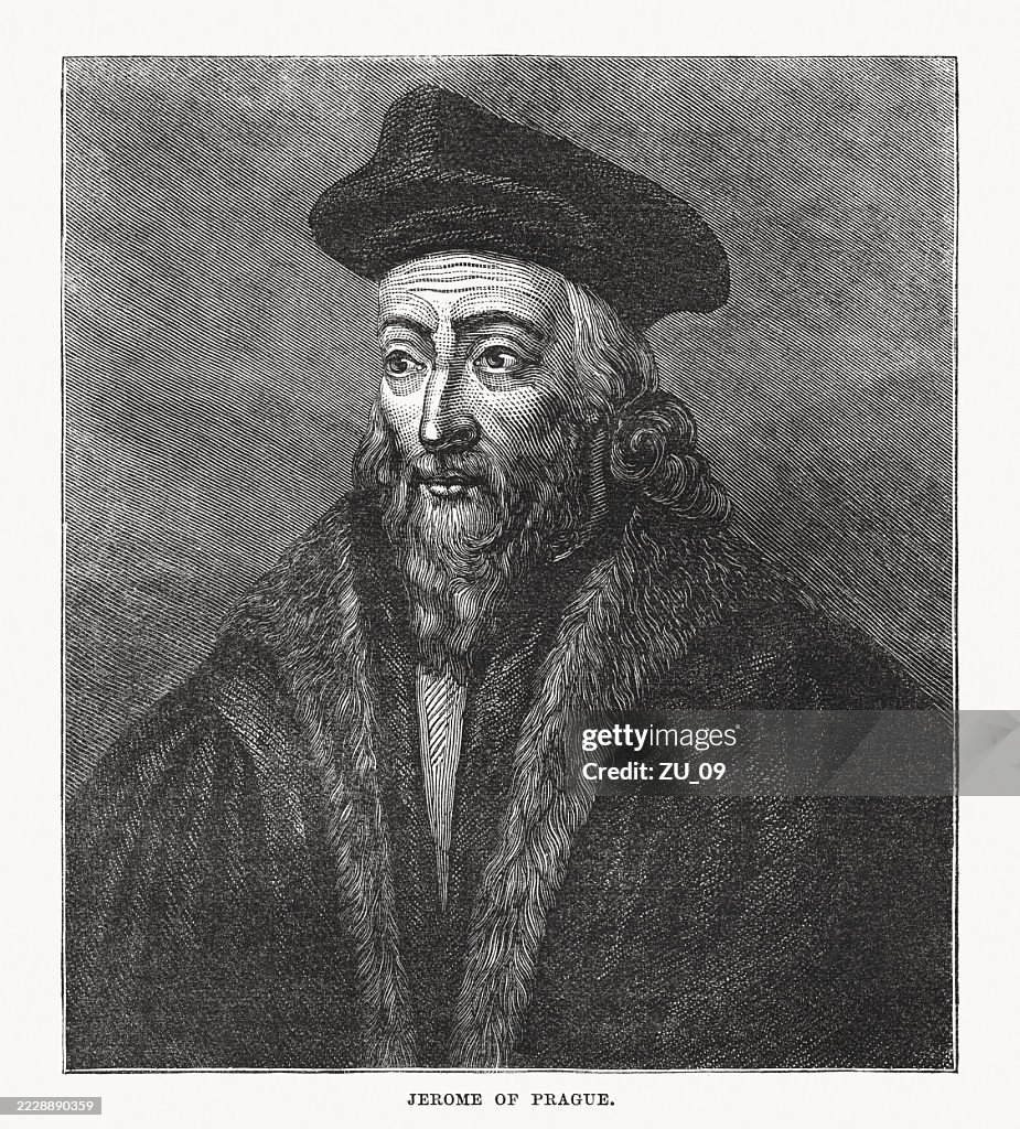 Jerome of Prague (1379-1416), Czech scholastic philosopher, woodcut, published 1899