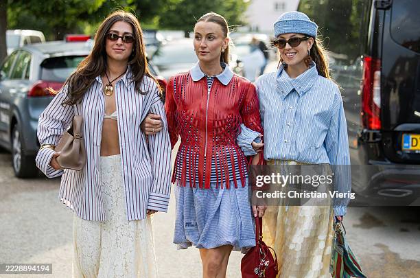 Group of guests outside Baum & Pferdgarten during Copenhagen Fashion Week day three on August 06, 2025 in Copenhagen, Denmark.