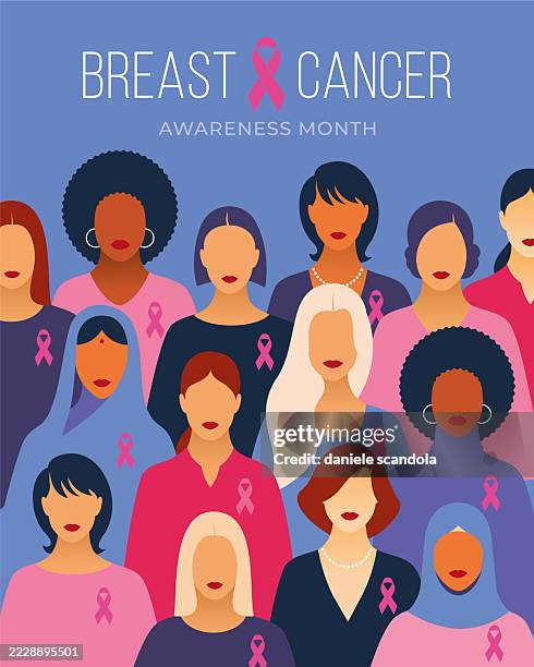 illustrations, cliparts, dessins animés et icônes de mois de la sensibilisation au cancer du sein pour la campagne de prévention des maladies. - octobre rose