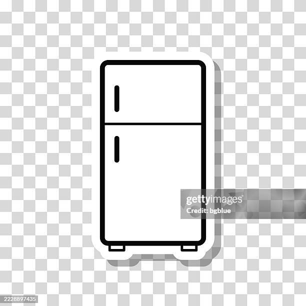 refrigerator. icon sticker on blank background - old refrigerator stock illustrations