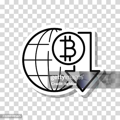 Bitcoin rate decrease. Icon sticker on blank background Bitcoin rate decrease. Icon sticker on blank background