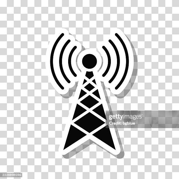 antenna. icon sticker on blank background - cell tower stock illustrations