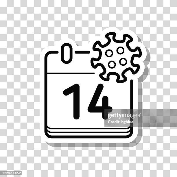 coronavirus 14-day quarantine. icon sticker on blank background - timeline dates stock illustrations