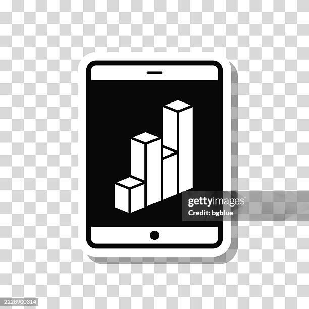 tablet pc with 3d chart. icon sticker on blank background - isometric data lines stock illustrations