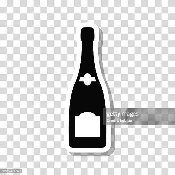 champagne bottle. icon sticker on blank background - prosecco stock illustrations
