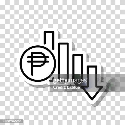Peso rate decrease. Icon sticker on blank background Peso rate decrease. Icon sticker on blank background