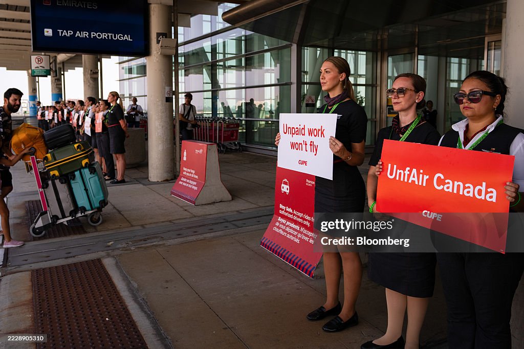 Air Canada Flight Attendants Day Of Action At Toronto Pearson International Airport
