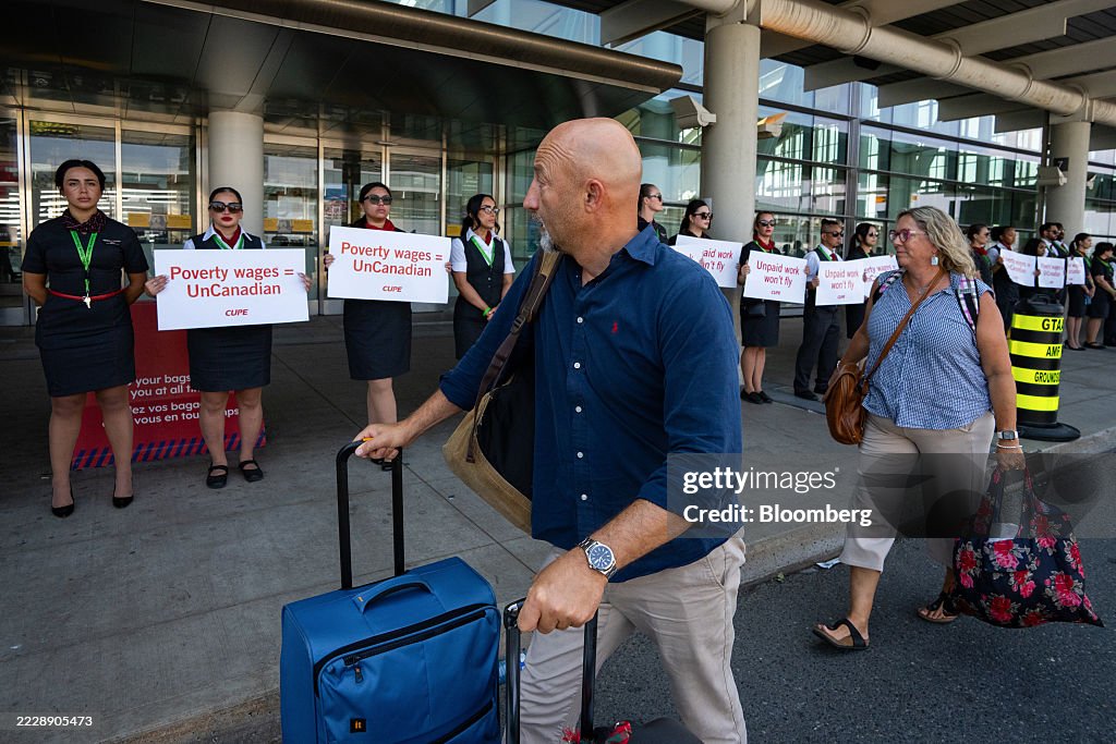 Air Canada Flight Attendants Day Of Action At Toronto Pearson International Airport