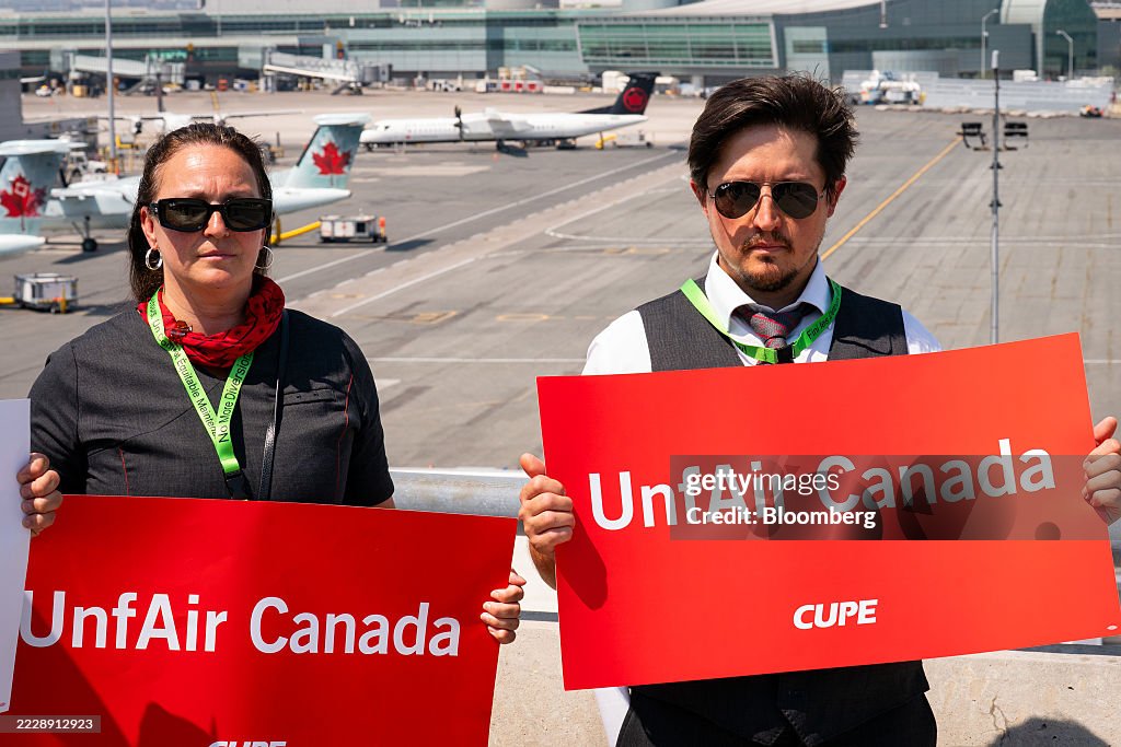 Air Canada Flight Attendants Day Of Action At Toronto Pearson International Airport