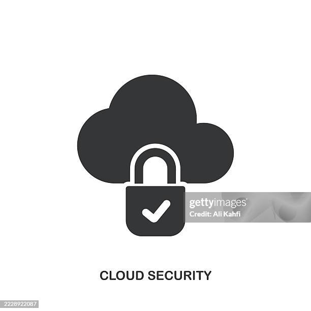 cloud security glyph solid icon. solid icon that can be applied anywhere, simple, pixel perfect and modern style. - cloud security stock illustrations