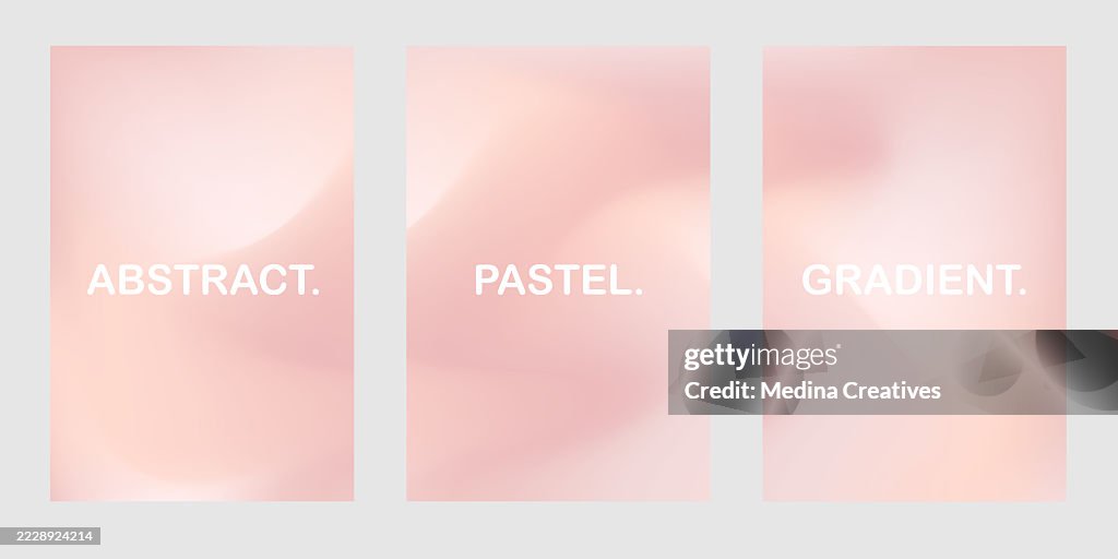 Set of blurred gradient pastel background. Abstract fluid wave design.