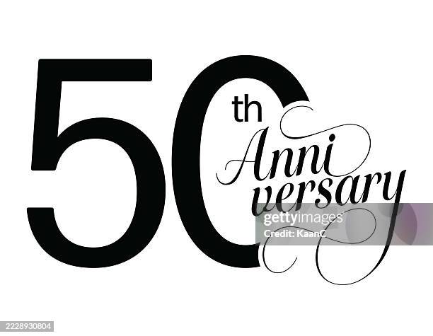 stockillustraties, clipart, cartoons en iconen met 50th anniversary lettering. number 50. vector stock illustration - 50th wedding anniversary