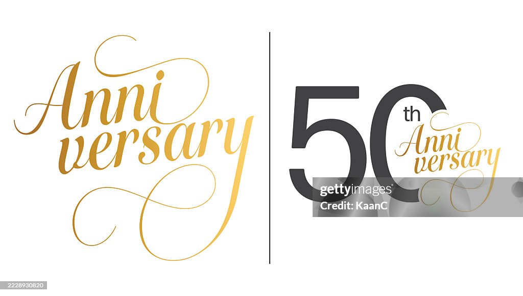 50th Anniversary lettering. Number 50. Vector stock illustration