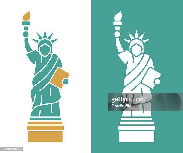 statue of liberty new york design element - queens new york city stock illustrations